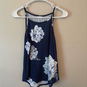 Blue and White Sleeveless Tank Top